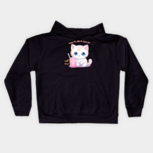 Aesthetic Kawaii Cat with milk Kids Hoodie